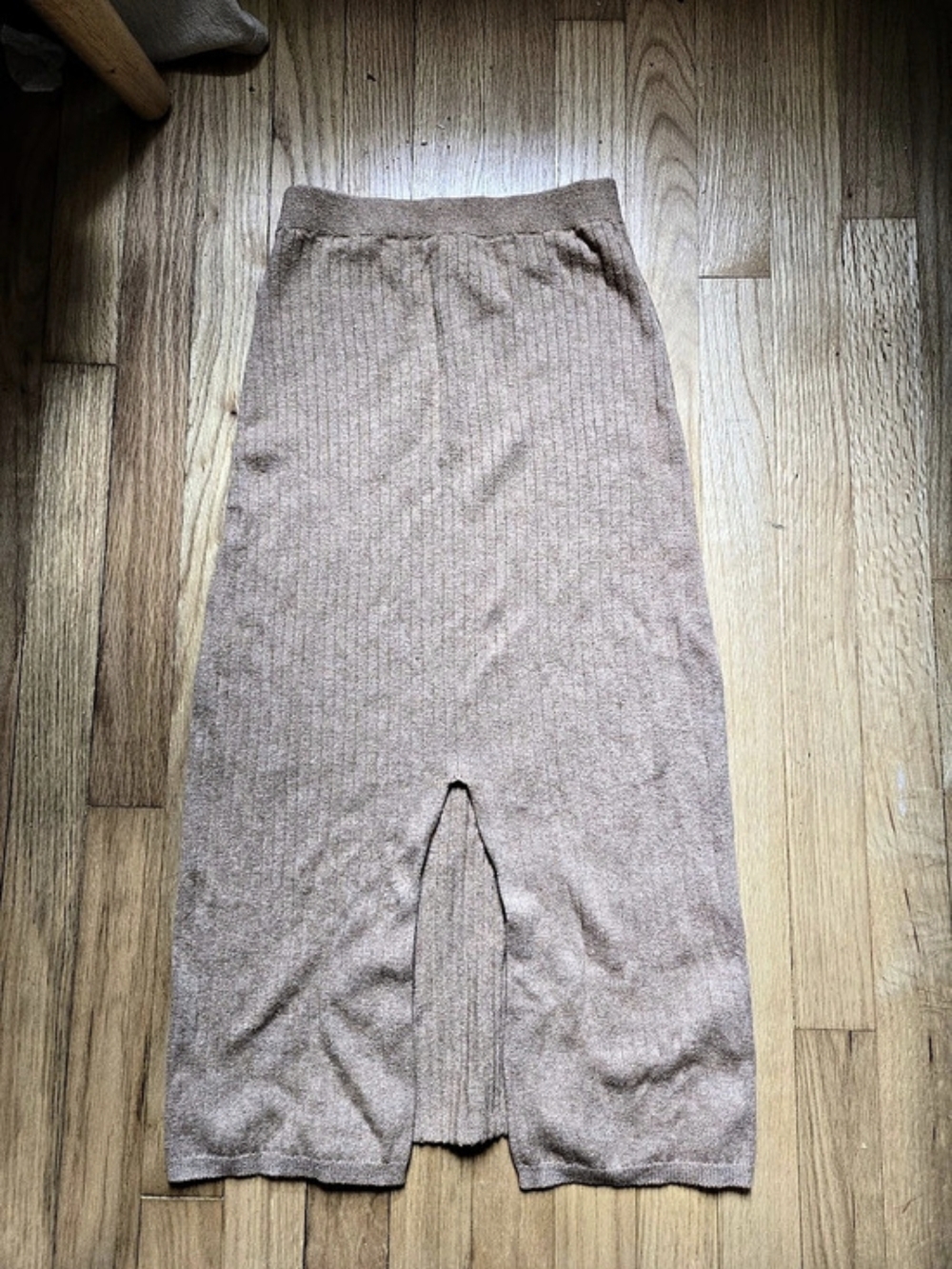 Free People Ribbed Knit Midi Skirt in Brown